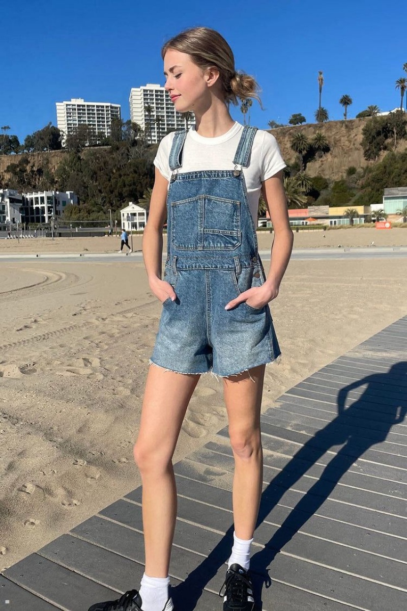 Short Brandy Melville Hayley Overall Bleu Foncé | OGR-89728210